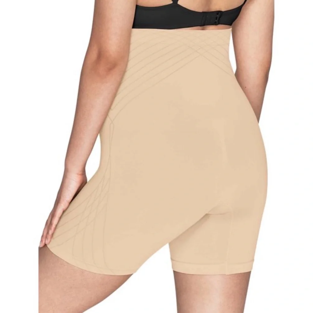 NEW Maidenform Beige Shapewear Shorts Large High Waist Firm Control